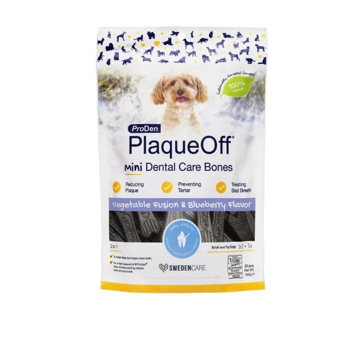 PRODEN PLAQUEOFF MINI BONES MIRTILOS 340g